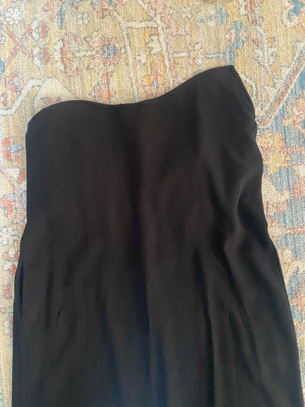 ZARA WOMAN BLACK STRAPLESS LONG FULL LENGTH DRESS asymmetrical Neckline - Picture 8 of 9